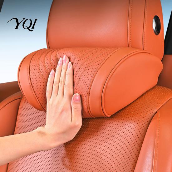 Supportive Headrest Car Pillow for Neck Support, Memory Foam with Breathable Seat Adjustable Strap, Universal Ergonomic Lumbar Support Cushion