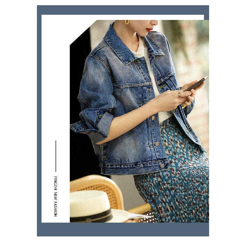 Collared denim jacket 2026 spring new women's short denim top
