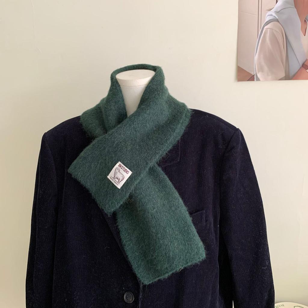 Women's Autumn and Winter Alpaca Wool Scarf Versatile Thickened, Soft, Skin-Friendly, Cross Short Solid Color Neck Warmer