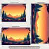 2D Starry Meteor Mountain Backdrop 2D Sunset Pine Forest Photo Background for Photography Decor