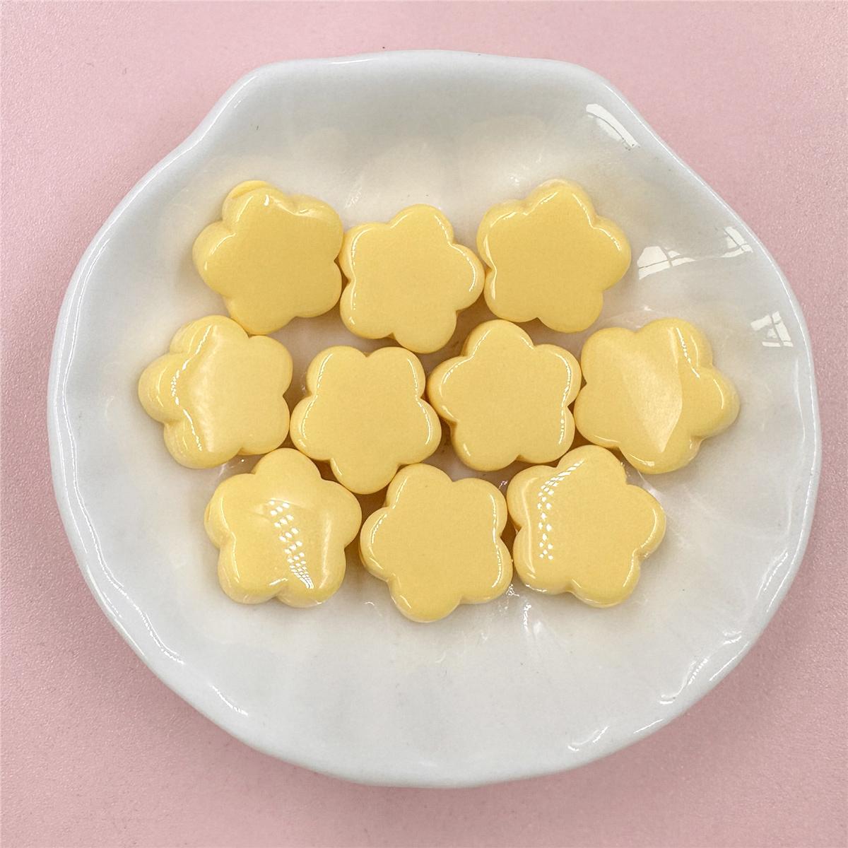 

Креативные серьги, ожерелье, материалы 14,5 мм, аксессуары для ювелирных изделий своими руками, 10 шт., изготовление цветочных бусин, браслета, цепочки для мобильного телефона, акрил, сплошной цвет жёлтый