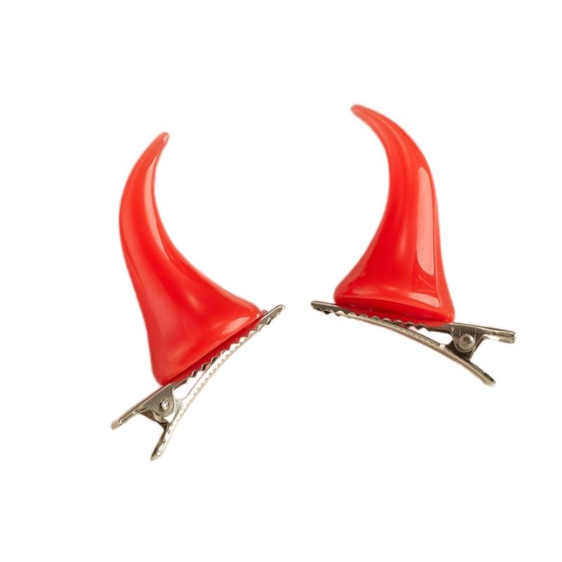 Goth Bull Horn Shape Hairpin for Woman Carnivals Halloween Role Play Hair Clip