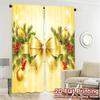 2pcs,Curtains Christmas Bow Holly Berries Ornaments Chic Light Filtering Curtains Machine Washable Fabric Curtains Decorations