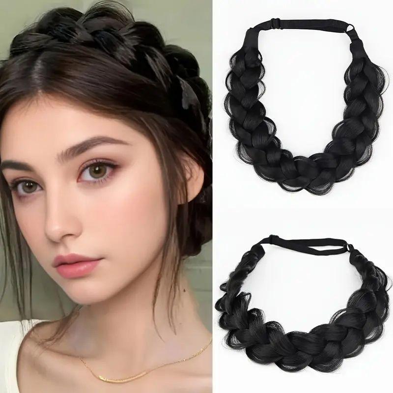 1PC Braid Wig Hair Band Soft Headband Soft Handmade Hair Band Wig Accessories Braid Internet celebrity Hand Tear Braid Hair Band