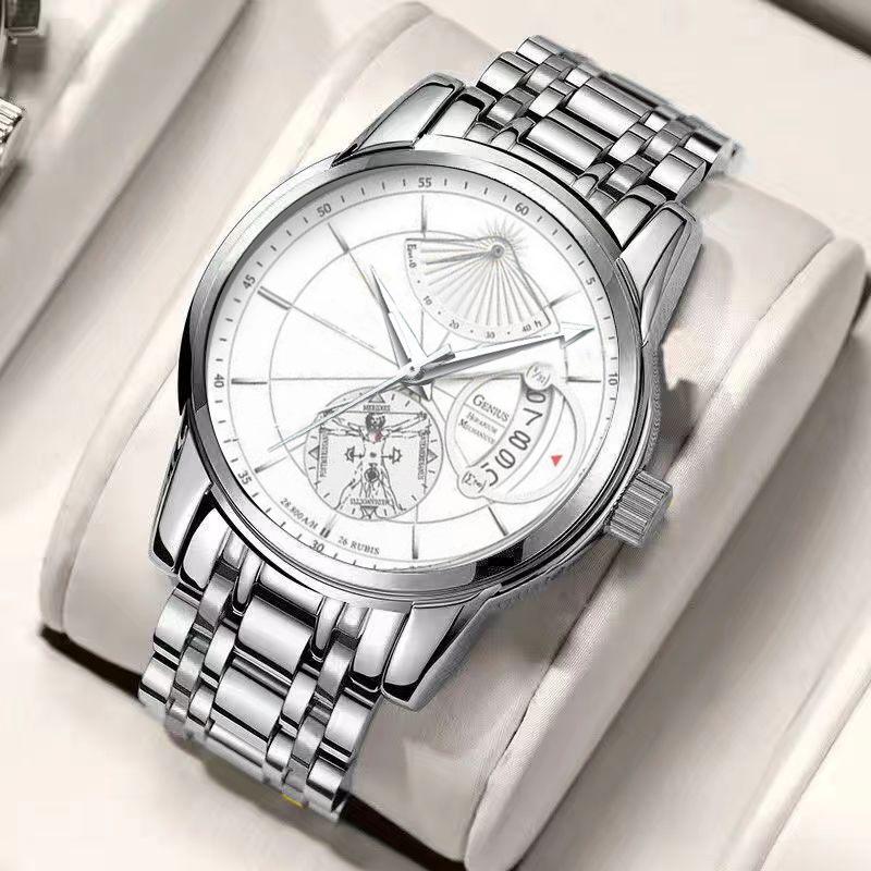 Men's Watch Sports Brand Light Luxury Trendy Stainless Steel Waterproof Fully Automatic Quartz Male Fashion Clock Watches