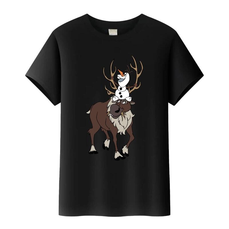 Dolci Magliette Disney Frozen Elsa Anna Cartoni Animati T-shirt Larga Streetwear Camicette Top per Bambini T-shirt Girocollo Vestiti per Ragazze Regalo