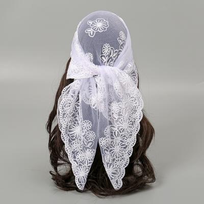 80*80 Cm Lace Square Scarf Bandanas Style Rock Embroidery Floral Headband Net Breathable Hijab Headscarf Wraps Muslim Woman Veil