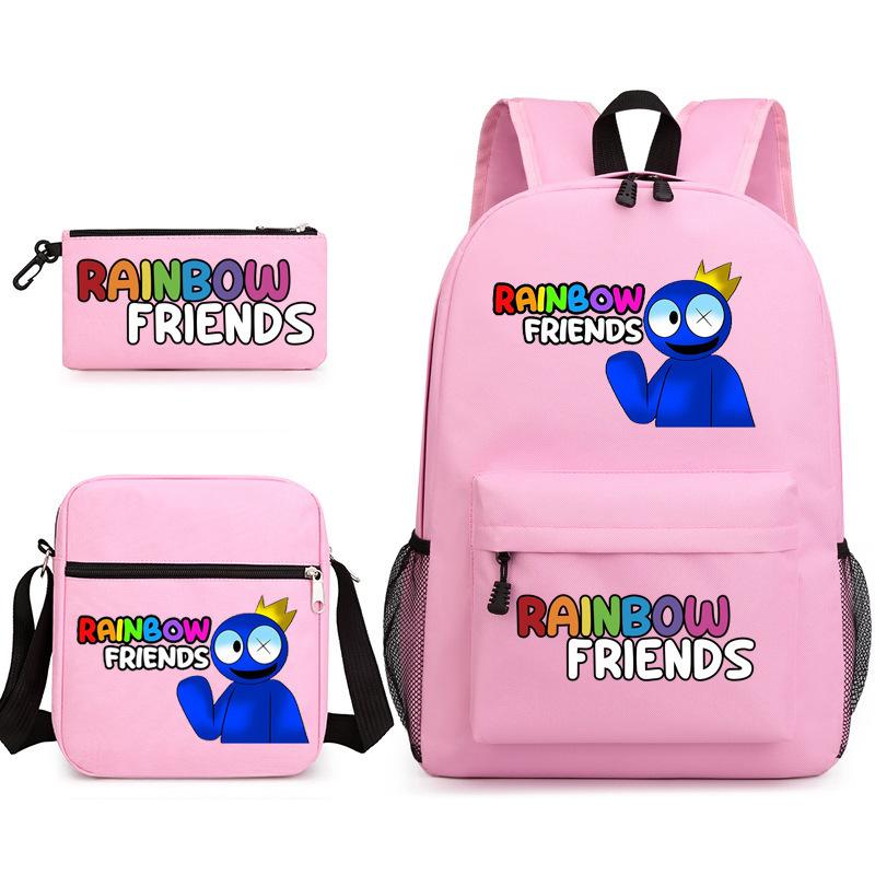 Rainbow Friends Rainbow Friends Game Original Styling Backpack Three-Piece Cartoon Student School Bag three-piece set розовый