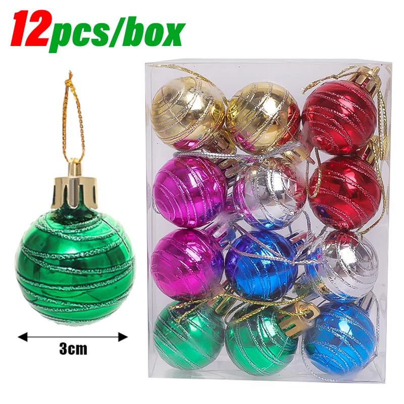 3CM Mini Christmas Balls Colorful Ball Xmas Tree Hanging Pendants Ornaments for New Year Party Home Decor Supplies Wholesale
