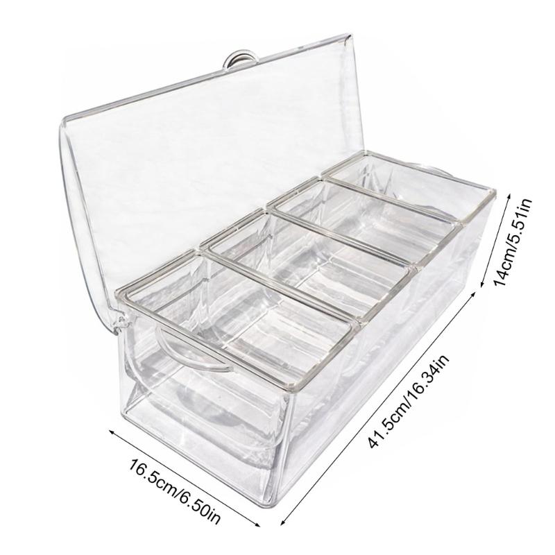 5 Compartment Plastic Spice Organizers Functional Condiment Container with 5 Spaces for Home or Outdoor Cooking Needs