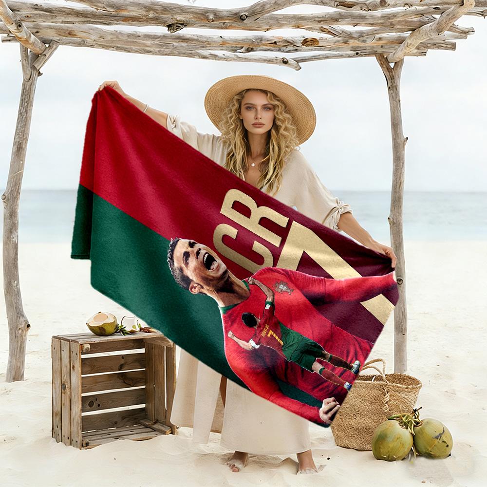 Powerful Soccer Player Beach Towel High Absorbency & Quick-Dry Comfortable Lightweight