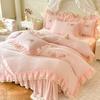 Thickened Milk Fleece Four-Piece Carved Fleece French Lace Sheet Bed Skirt