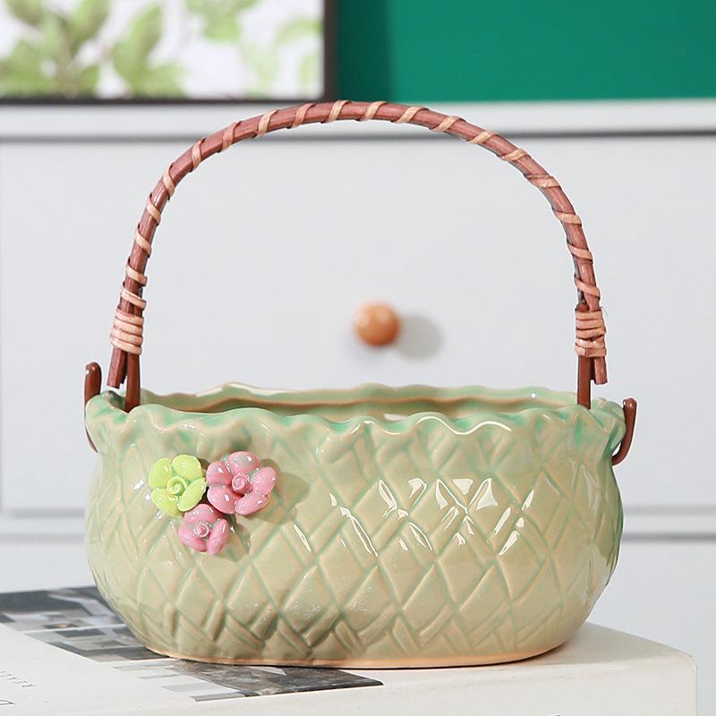Handmade Rattan Hanging Basket Planter for Succulents and Flowers