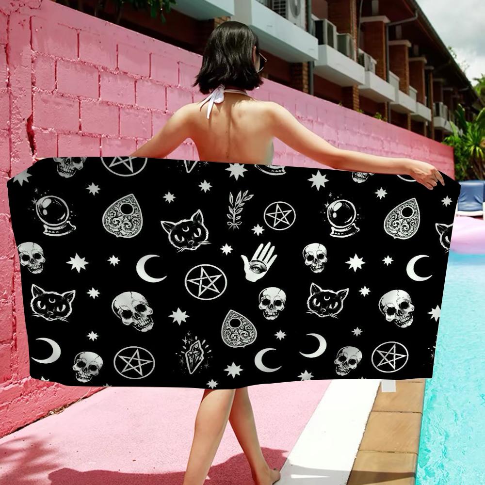 Witches Moon Tarot Beach Towel Colorful Bath Towels for Girl Microfiber Quick Dry Custom Sand Free Beach Yoga Spa Gym Pool
