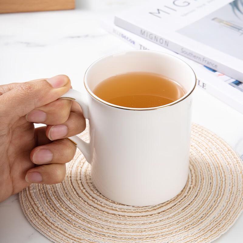 Qianxing Ceramic Gold-Rim White Mug