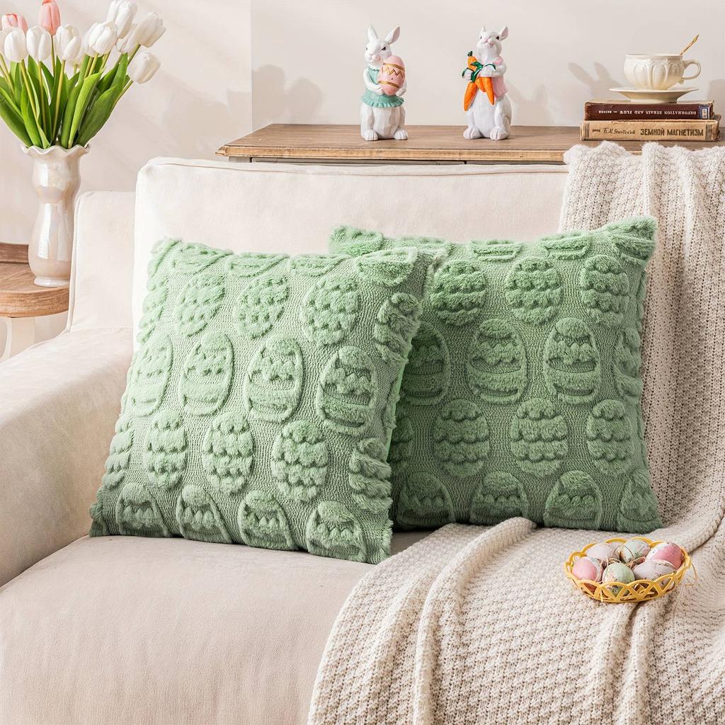 Decorative Pillowcase, Easter Pillowcase, Easter Egg Plush Pattern Headrest, Living Room Sofa Decoration, Festival Pillowcase, Headrest.