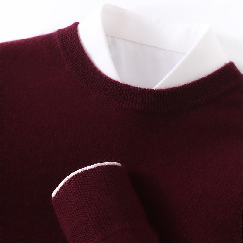 Men's Cashmere Round Neck Sweater - Business Casual Light Luxury Pullover, Soft & Smooth Knitwear for Autumn & Winter.