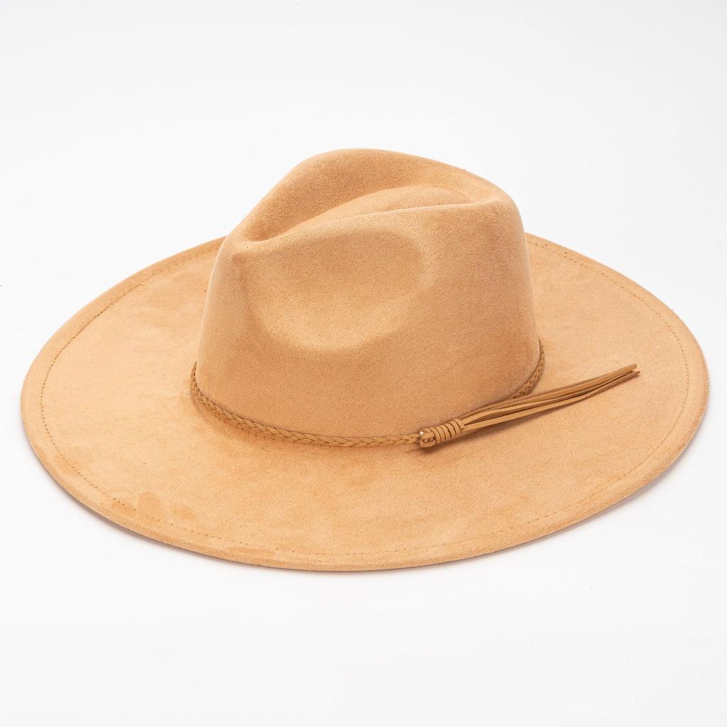 9.5Cm Big Edge Peach Heart Top Hat, Suede Felt Hat, Retro Fashion Big Eaves Hat, Flat Edge Gentleman'S Hat