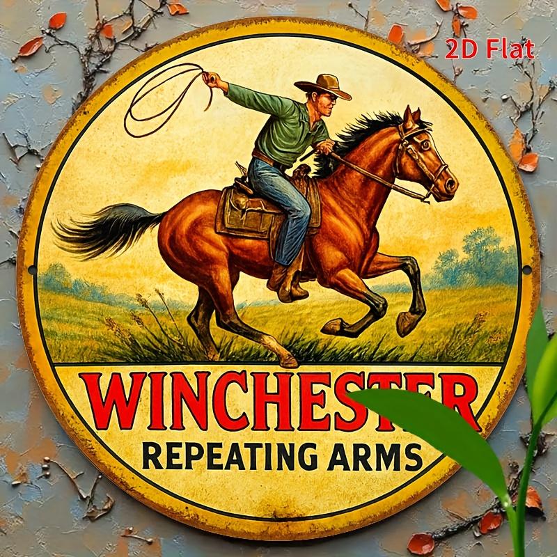 D Flat D Flatpc X inch ( X cm) Winchester Repeating Arms Wall Decor Metal Sign Vintage Aluminum Sign Round Metal Po 20x20cm(8x8inch)