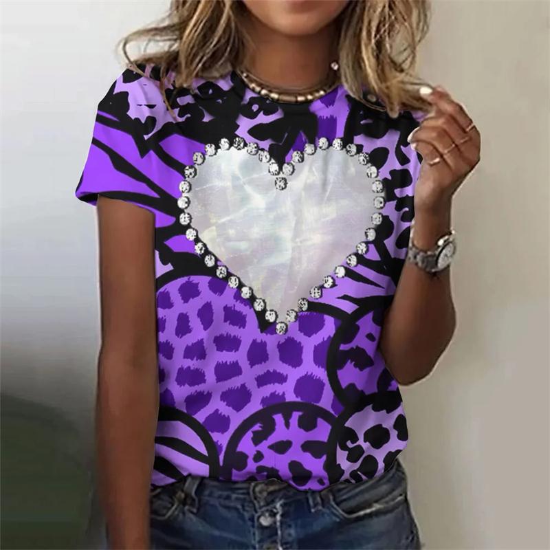 Damen 3D Liebesherz Druck T-Shirt Günstige Kleidung Für Frau Street Lässig Mode Damen T-Shirt Kleidung Harajuku Tee Tops