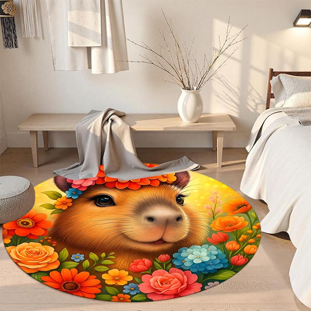 Capybara1 Round Area Rug Design for Kitchen Living Rooms Entryway Decorate room Antislip Round Carpet Office home decor Wedding Party Gift