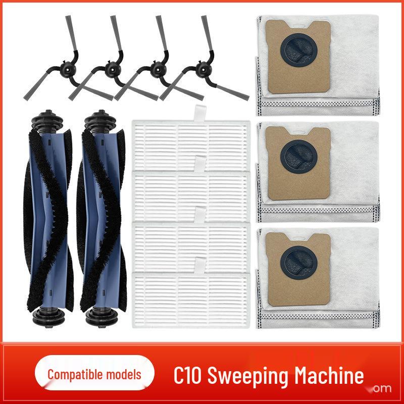 Compatible Accessories for Eufy C10 Robot Vacuum: Main Brush, Side Brush, Filter, HEPA, Activated Carbon Dust Bag.