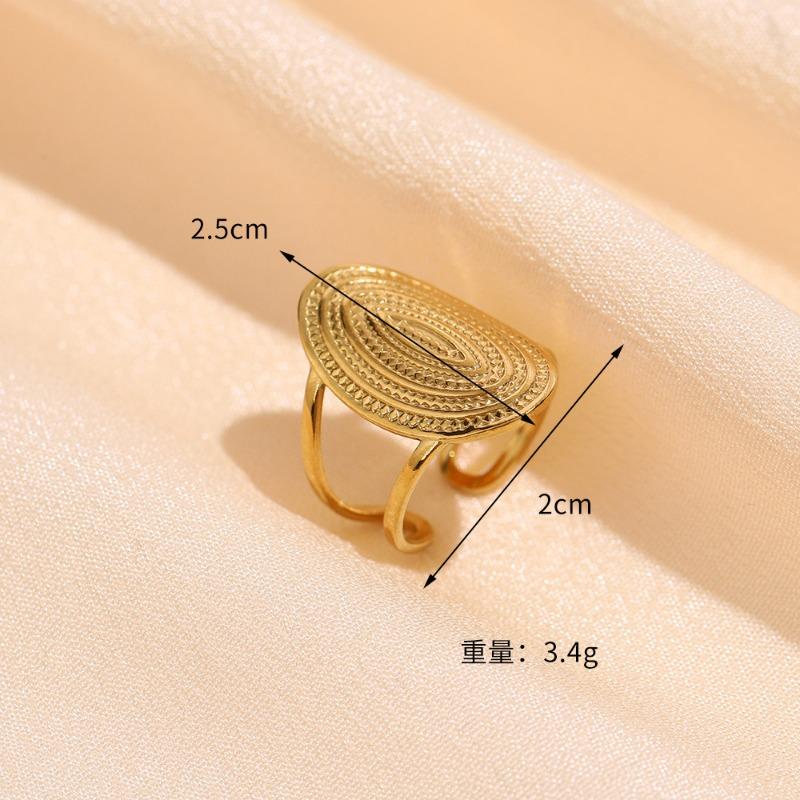 Premium Stainless Steel Ring Opening Retro Geometric Line Ring Hydraulic Titanium Steel Jewelry