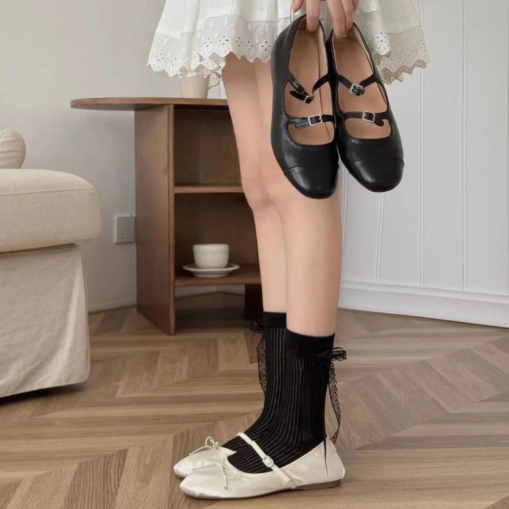 Dámské ponožky Krajka Mašlička Roztomilé Kawaii Sladké Jednoduché Módní Univerzální Středně vysoké ponožky Baletní styl JK Lolita Punčochy Dívka