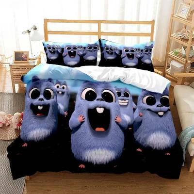 Grizzly & The Lemmings Cartoon Anime Printed Bed Set Duvet Cover Pillowcase Bedding Set Linen Sheet Quilt Cover Queen King Size