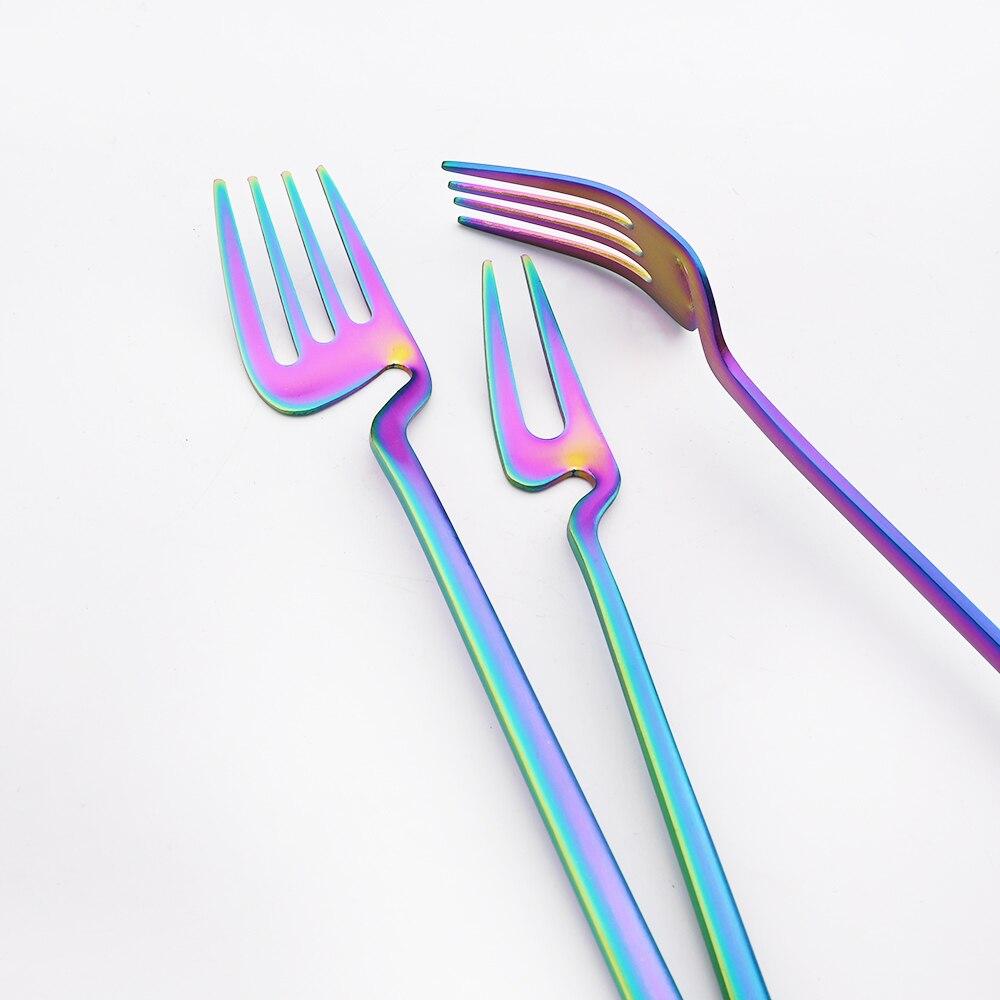 1810 Colorful Stainless Matte Steel Cutlery Dinnerware Set Knife Fruit Forks Spoons Dinner Set Kitchen Silverware Tableware Set