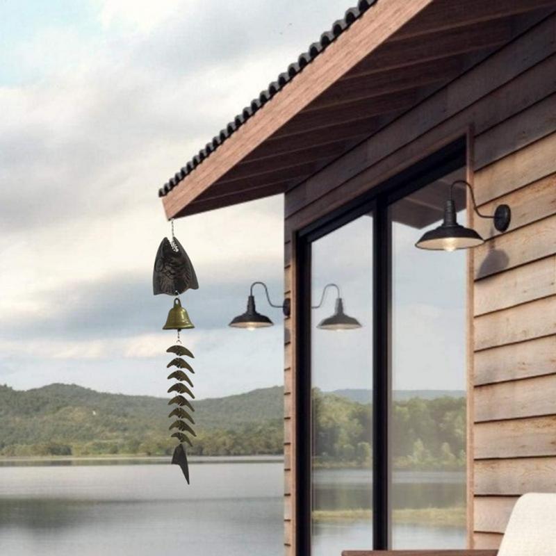 Windchimes Outdoors Fish Bone Windchime Decor Hangable Metal Decorations Vintage Wind Chimes For Porch Yard Patio Balcony Garden
