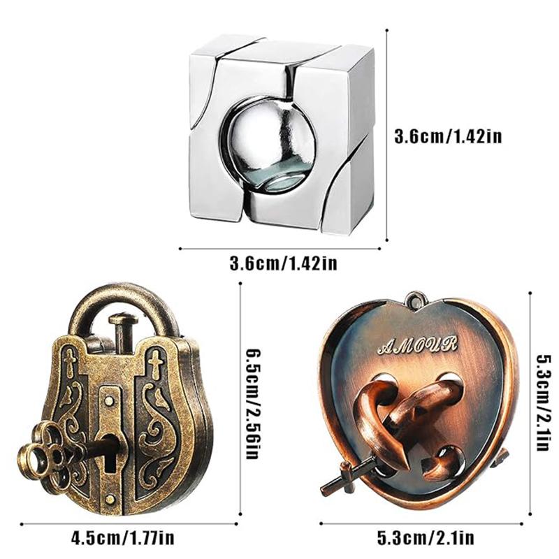 

Magic IQ Brain Teaser Metal Puzzles 3PCS Disentanglement Unlock Interlocking Problem Solving Toys For Kids Teens Novelty Gifts