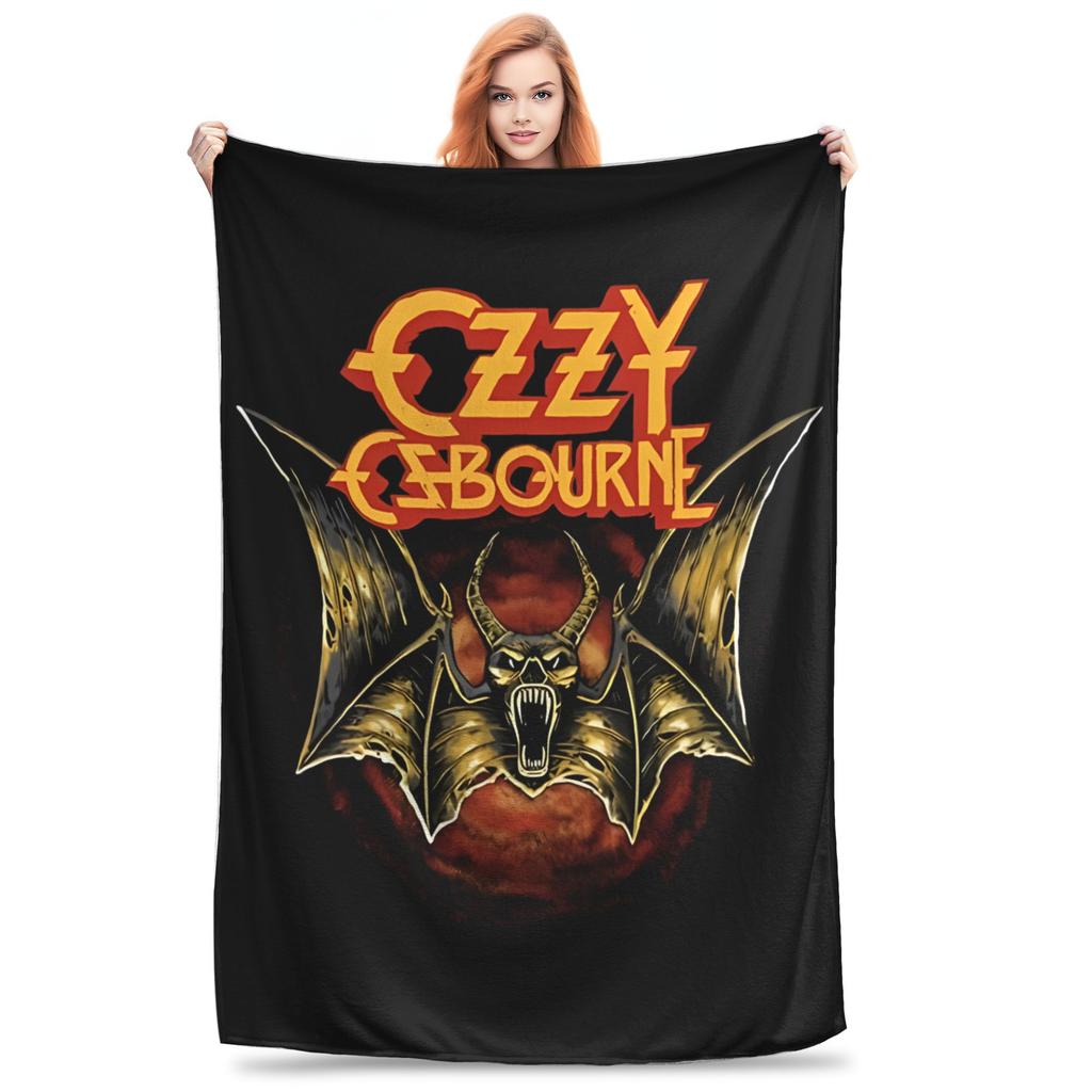 Black Sabbath Ozzy Is Bat Warm Soft Blankets  Travel Plush Throw Blanket Print Living Room Flannel Bedspread Sofa Bed Cover