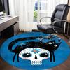 1PCSugar Skull Cat Office Round Area Rug,  Mat Suitable For Office, Under Office Chairs Bedroom Living Room Home Decor, Room Deco