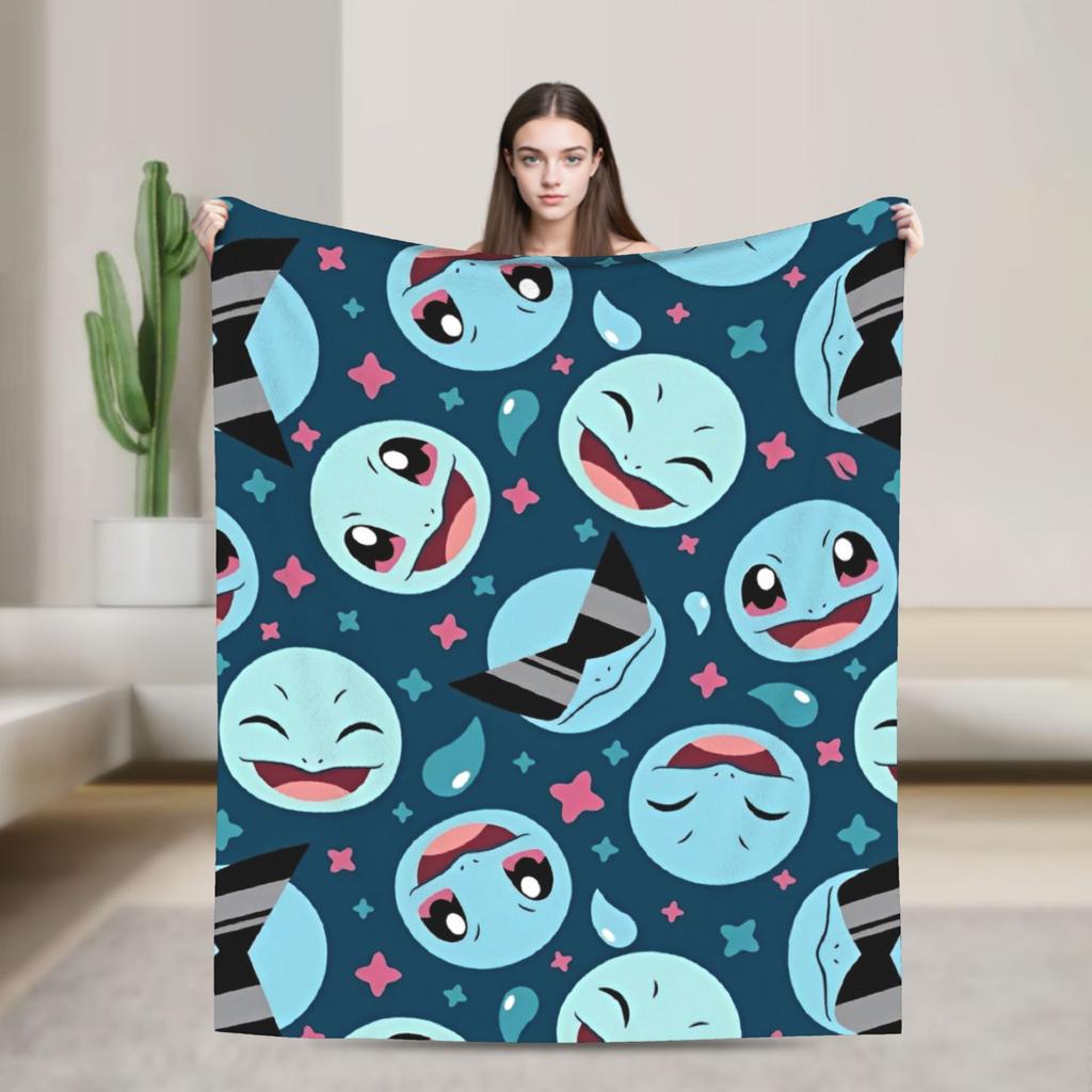 Cute Cartoon Squirtle Blankets Poke-Mon Flannel Awesome Warm Throw Blankets for Home Restaurant Spring Autumn