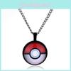 Poke Ball Pendant Necklace With Gemstone Embellishments For Unisex Gift
