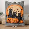 1pc Halloween Night Black Cats Blanket  Softs, Warm Cozy Bedding Decorative Coverlet, Living Room, Travel, Camping, Car Blankets