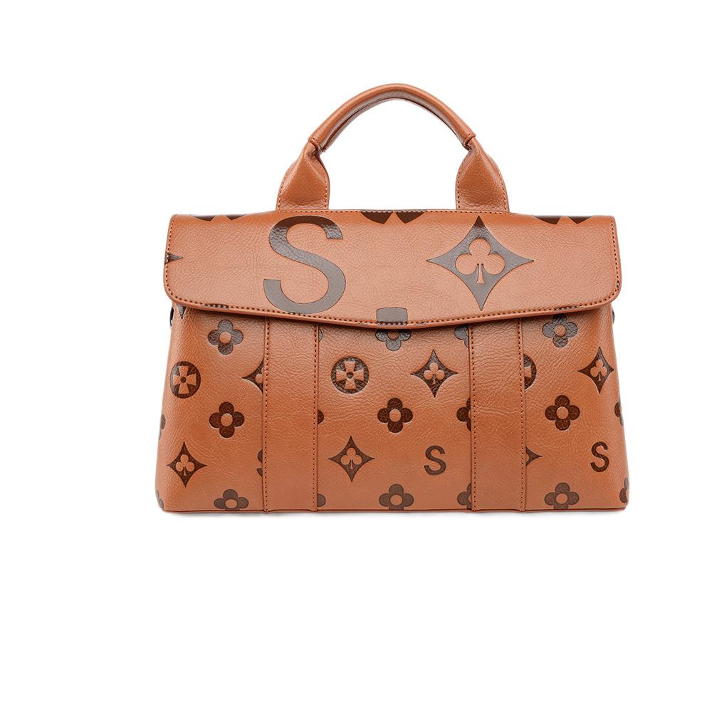 Tragetasche, 3D-geprägte Tasche, Große Kapazität, Kontrastfarbe, Pendeltasche für Damen, Handtasche