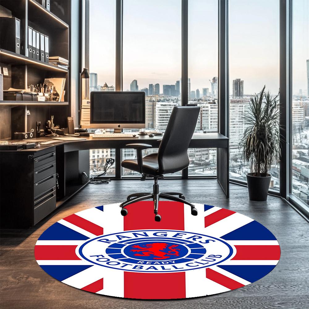 Rangers F.C Printed Round Rug Carpet Chair Rug Area Rug Entryway Doormats,for Office Chair Living Room Bedroom Kitchen Room.