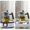 Glass Tea Pot With Wood Handle Chinese Heat-resistant Glass Teapot Transparent Steaming Tea Glass Kettle Tea Set Infuser Tea
