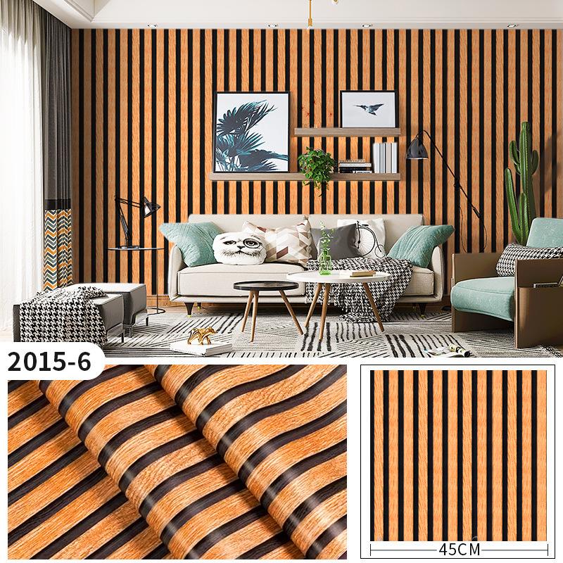 45cm*10m Self-Adhesive PVC Waterproof Peel & Stick 3D Striped Panels Wood Grain Wallpaper Furniture Accent Walls & Home Renovation Decor