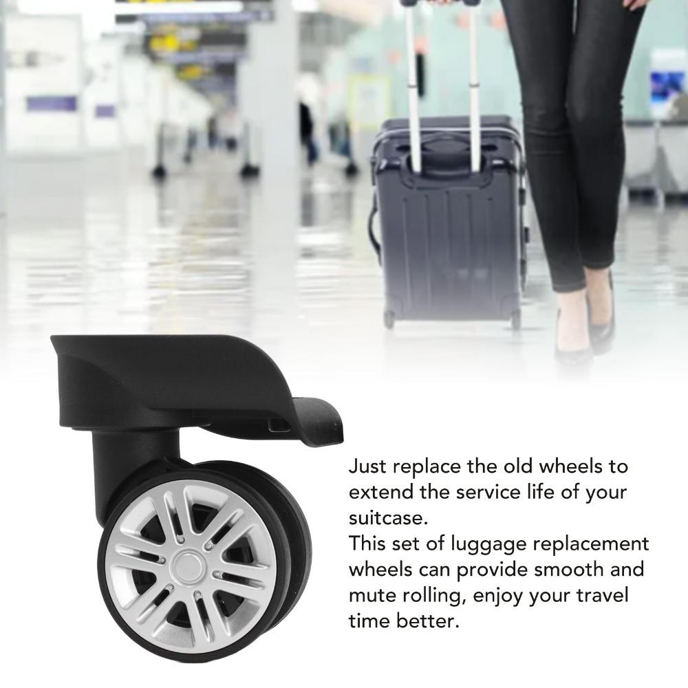 1 Pair Durable Mute Swivel Luggage Wheels Easy Installation Black Replacement Wheels Suitcase Wheels Trolley Suitcases