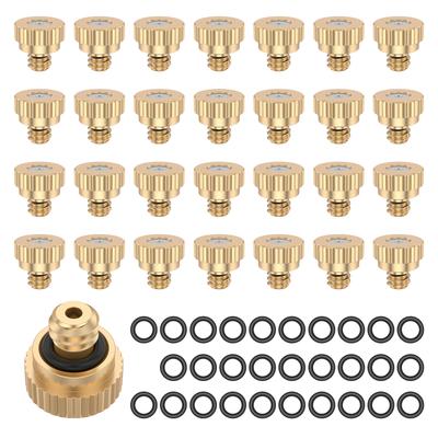 30Pcs Brass Misting Nozzles with O Rings Leak Proof Brass Atomization Nozzles Dust Control Mist Sprinkler for Outdoor Cooling