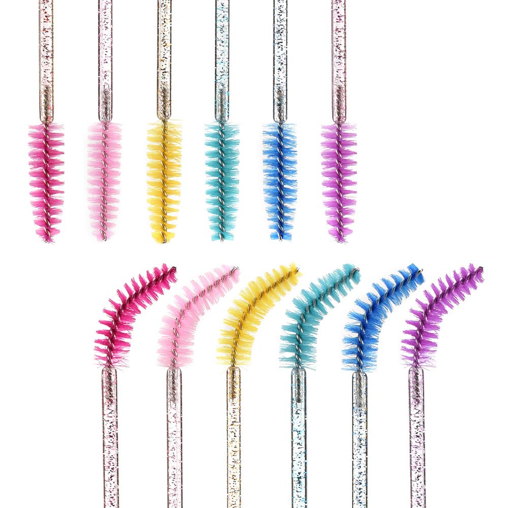 ATOMUS 300pcs Mascara Disposable Eyelash Applicators with Crystal Handles for Eyelash Extensions Wands, (6 Colors)