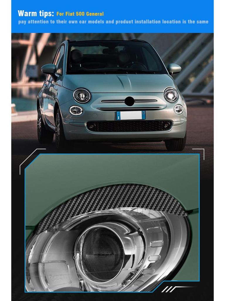 Fiat 500 Kohlefaser Scheinwerfer-Augenbrauen-Aufkleber