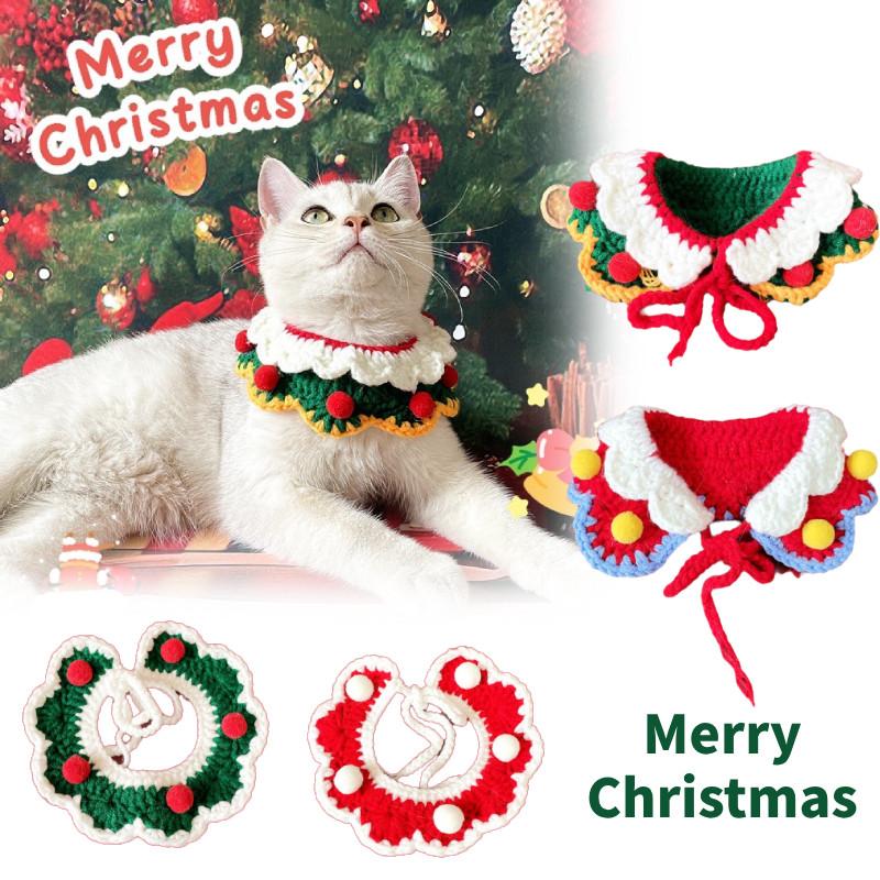 Dog Cat Collar Christmas Pet Knitted Scarf Necklace Bib Party Dress Up Gift
