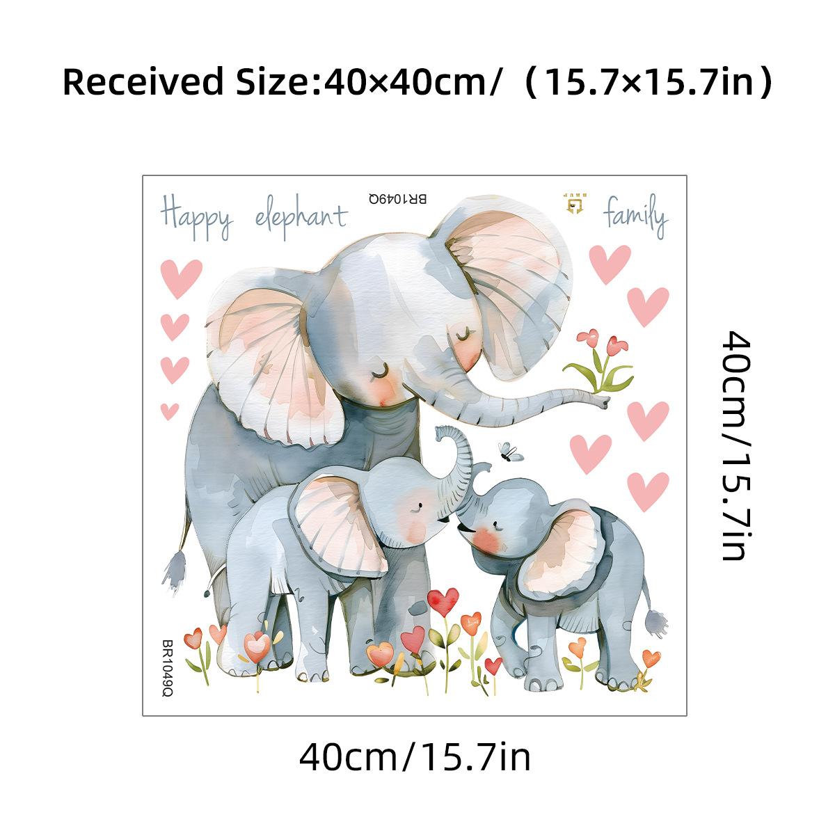 

Cartoon Cute Elephant with Hearts and Flowers Wall Stickers, Self-Adhesive Decor for Kids Room Bedroom Decoration 40x40CM разноцветный