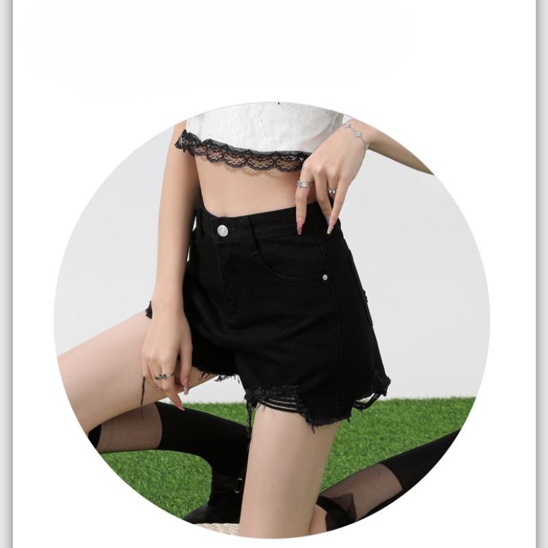 

Женские брюки с широкими штанинами, рваные джинсовые шорты с высокой посадкой для женщин XXL