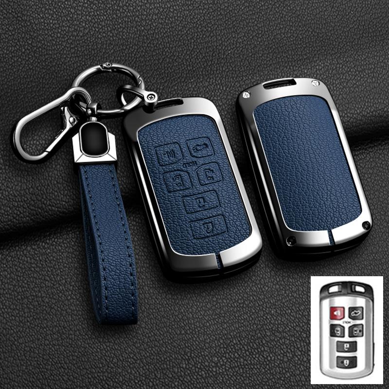 6 Button Car Key Case Cover Shell Holder For Toyota Sienna Se Tacom  -  Zinc Alloy Leather Protector Keychain Accessory