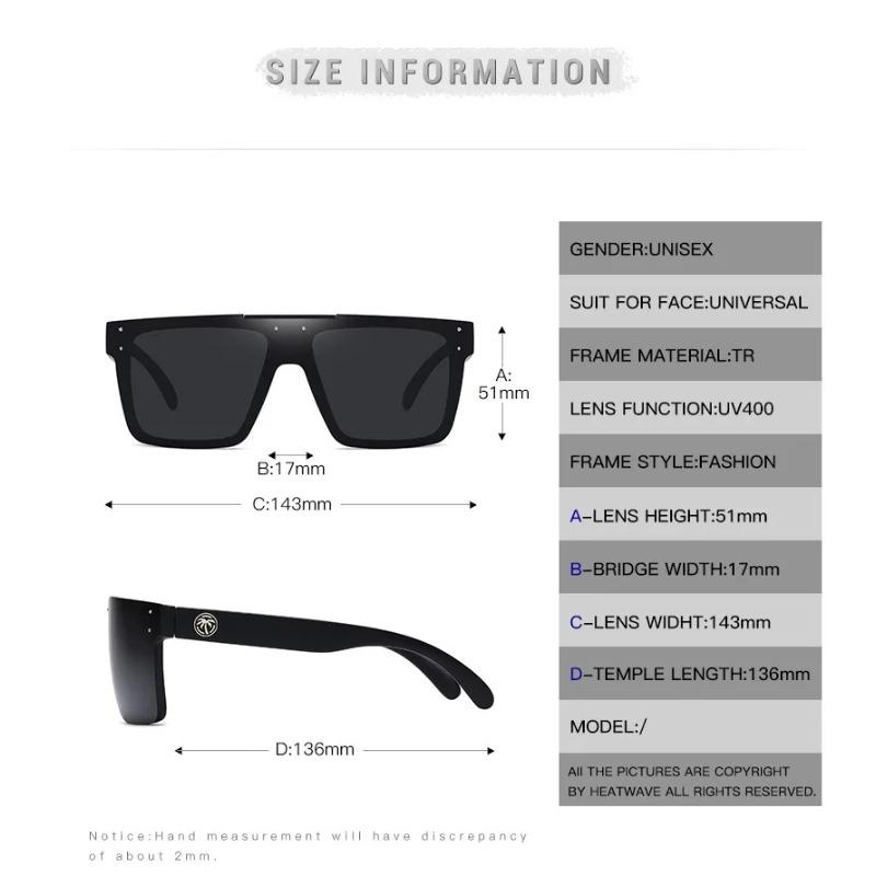 Heat Wave Nejprodávané Čtvercové Jednodílné Brýle pro Muže Ženy Vysoce kvalitní Originální Fólie Outdoorové Sportovní Sluneční Brýle -HW03